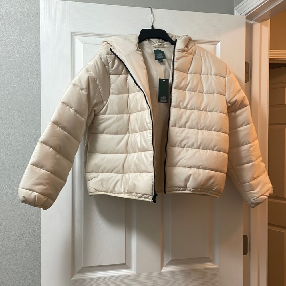 L Wild Fable cream puffer coat